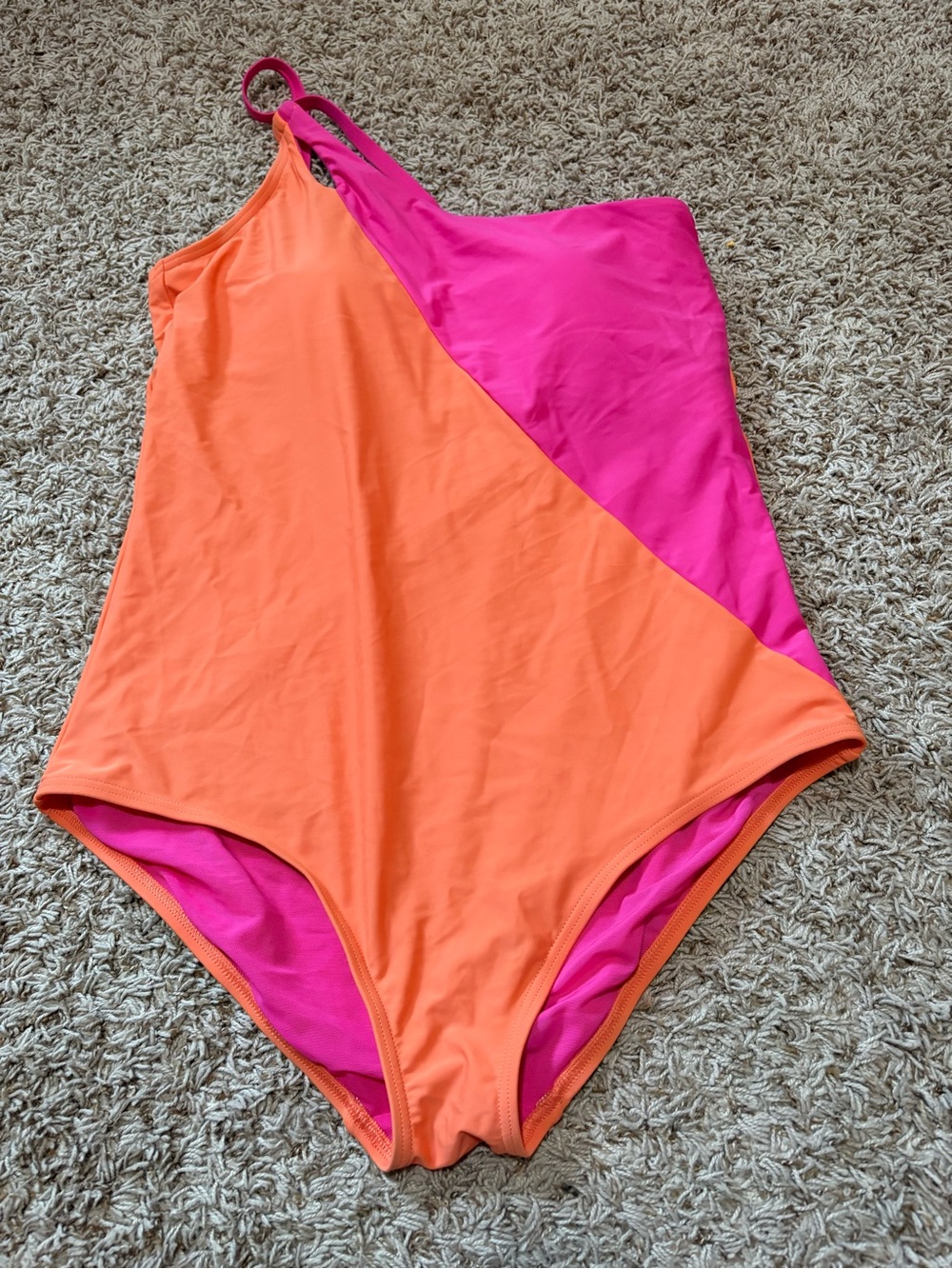 Lands’ End One Shoulder Color Block Swimsuit Womens size XL NWT!!!